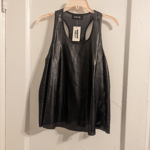 Pleather perforated tank top-M - Picture 1 of 3